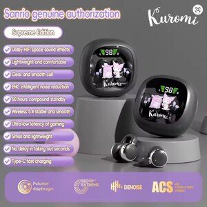 Sanrio Kurmoi clip on bluetooth earbuds Black